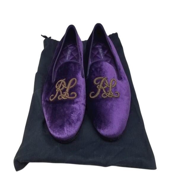Ralph Lauren Alonzo Manor Purple Velvet Slip-On Loafer Flats Size 39B - Picture 2 of 10